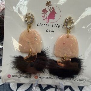 Little Lily's Gem faux opal  and Black dangle Earrings